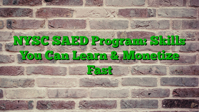NYSC SAED Program: Skills You Can Learn & Monetize Fast